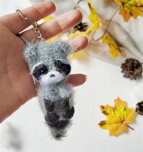 Plush raccoon key chain the keychain is handmade animal | Etsy