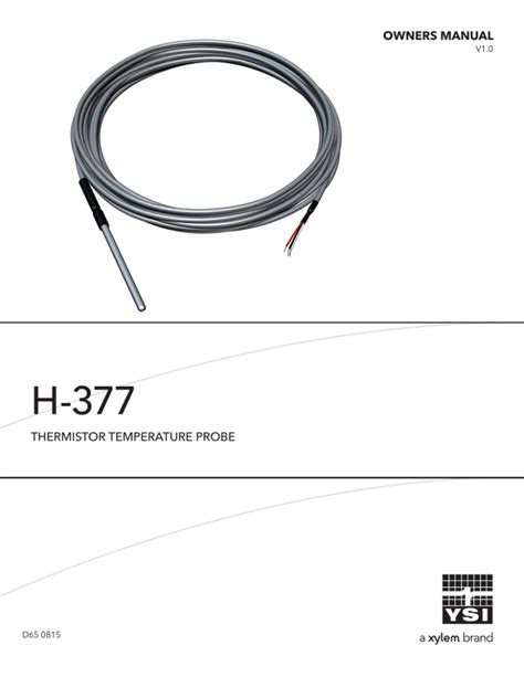 OWNERS MANUAL THERMISTOR TEMPERATURE PROBE