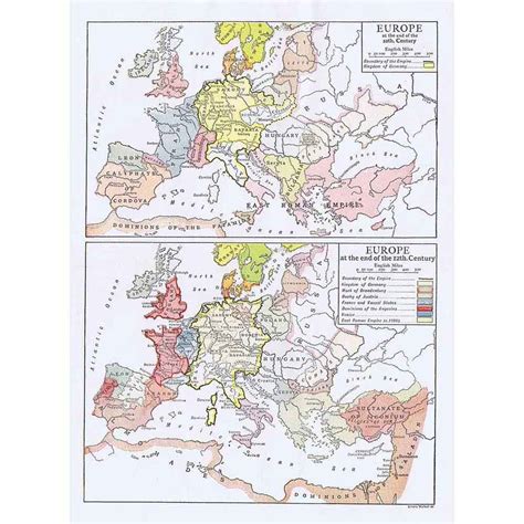 EUROPE at the End of the 10th and 12th Century -Antique Map 1910 by Emery Walker | eBay