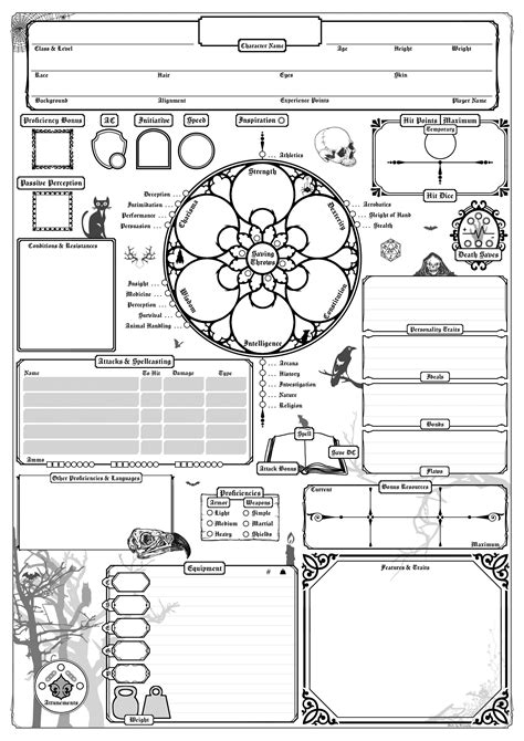 [OC] Gothic Inspired 5e Custom Character Sheet (Fixed) : r/DnD