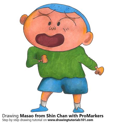 DrawingTutorials101.com • Masao from Shin Chan with ProMarkers