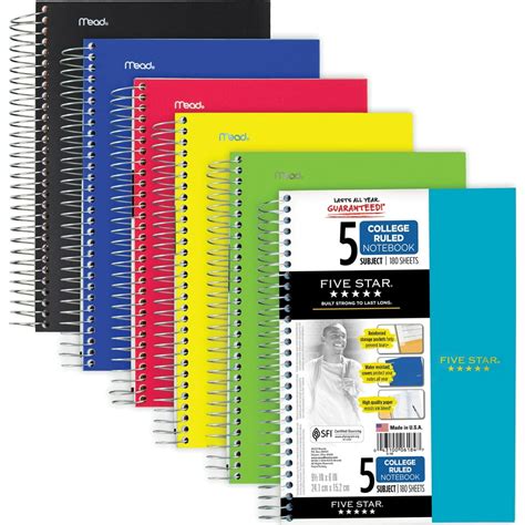 9-12" x 6" 5-Subject Notebook - Walmart.com - Walmart.com