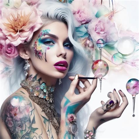 Exotic High Fashion Model with Pastel Flower Adornments | MUSE AI