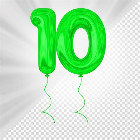 Premium PSD | Green balloon number 10