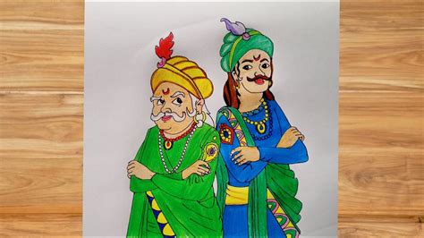 How to draw Akbar Birbal Cartoon drawing | Akbar-Birbal |Easy&Fast|Step By Step| Monika Bisht ...