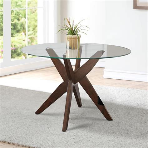 Lowest price online on all Amalie 48" Round Glass Top Dining Table - AL4848TTB in 2020 | Glass ...