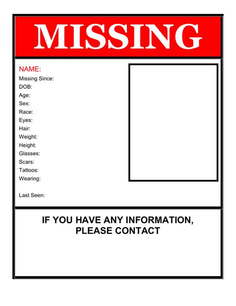 Red Missing Person Poster Template Download Printable PDF | Templateroller