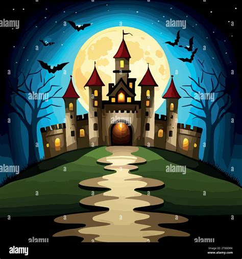 Halloween scene horror background with creepy pumpkins of spooky ...