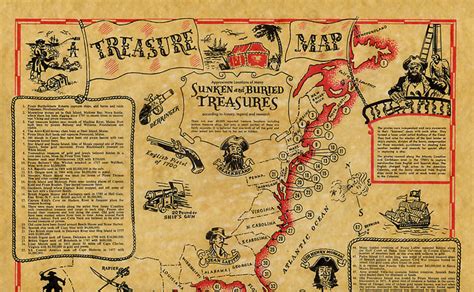 Treasure Map of Buried & Sunken Treasure Historical Document