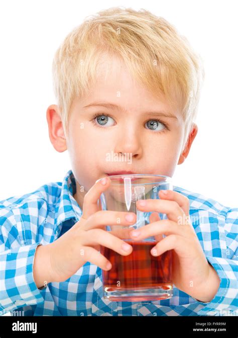Little boy drinking apple juice hi-res stock photography and images - Alamy