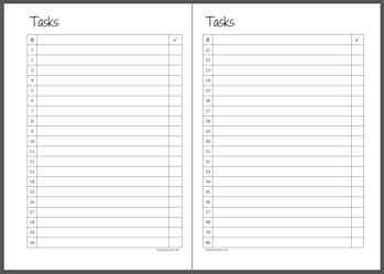 Tasks List – Printable Sheet - Paperbased.net