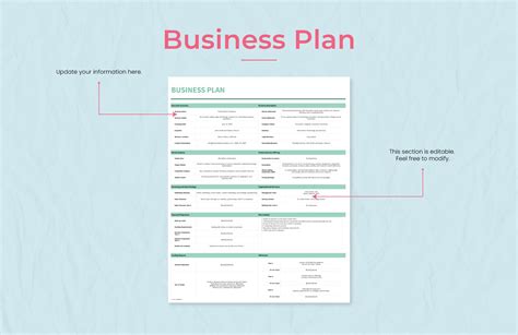 Business Plan Template in Excel, Google Sheets - Download | Template.net