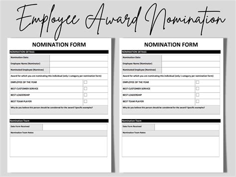 Employee Recognition Award Nomination Template Word Editable - Etsy UK