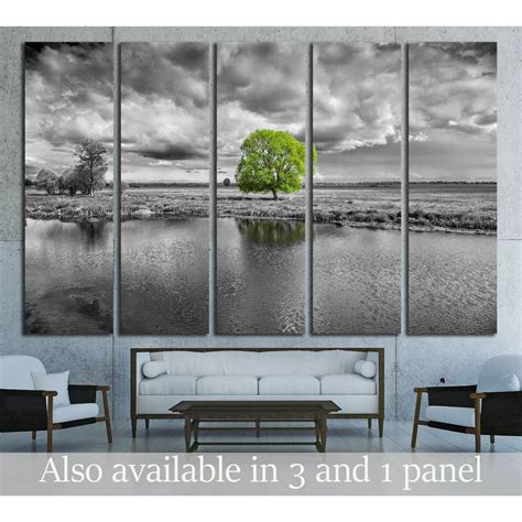 black and white landscape and green tree №2678 Ready to Hang Canvas Pr ...