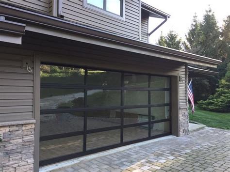 Contemporary Dark Bronze Aluminum & Clear Tempered Glass Garage Door – Lux Garage Doors | Glass ...