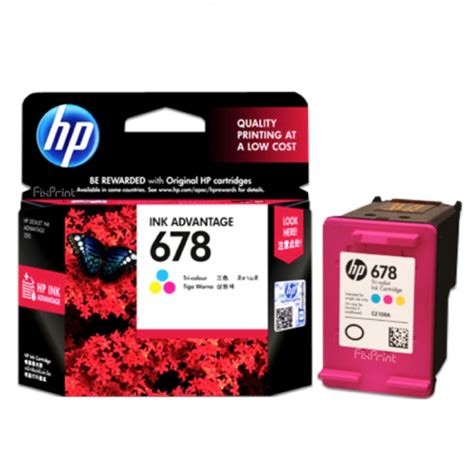 Cartridge Original HP 678 Color CZ108AA, Tinta Printer HP Deskjet 1515 2515 2545 4515 1015 1018 ...