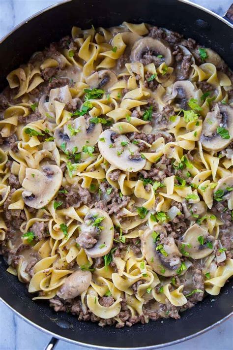 One Pot Rich & Creamy Ground Beef Stroganoff & Noodles - The Kitchen Magpie