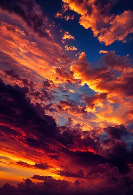 Premium Photo | Beautiful orange sky and clouds at sunset
