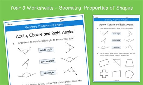 Year 3 | Acute, Obtuse and Right Angles Worksheets | KS2 Geometry: Properties of Shapes ...