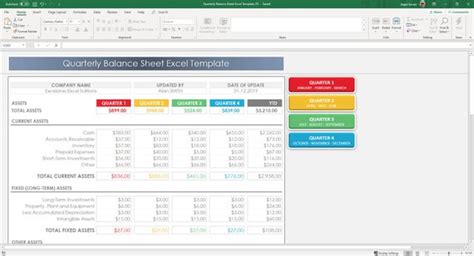 Quarterly Balance Sheet Excel Template | Etsy