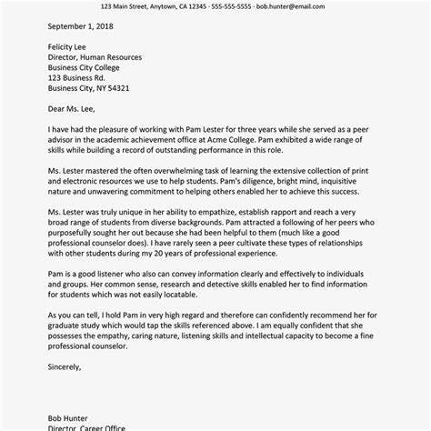 Writing A College Recommendation Letter | Template Business Format