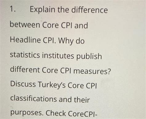 Solved 1. Explain the difference between Core CPI and | Chegg.com