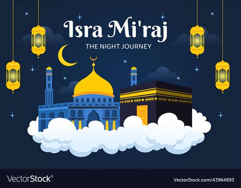 Happy isra miraj nabi muhammad saw template hand Vector Image