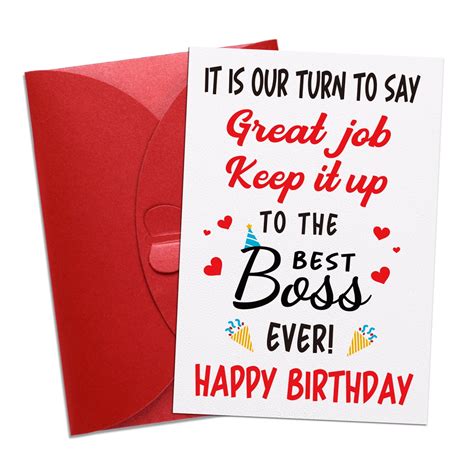 WaaHome Boss Birthday Card, Humorous Appreciation Greeting Card, Boss Day Card, 4"x6" Cardstock ...