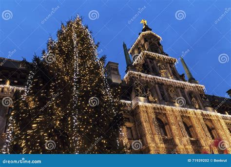 Christmas on Grote Markt in Antwerp Stock Photo - Image of blue ...