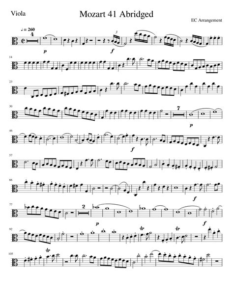 Mozart 41 Abridged-Viola Sheet music for Strings group (Solo) | Musescore.com