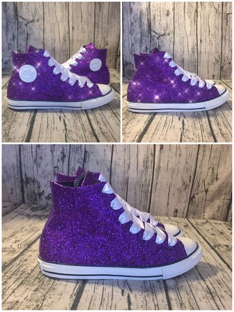 Custom Made Purple Glitter Converse All Stars! High and low tops are ...