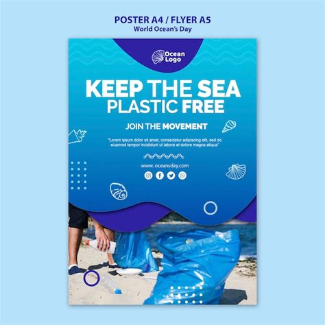 Free PSD | World oceans day poster template