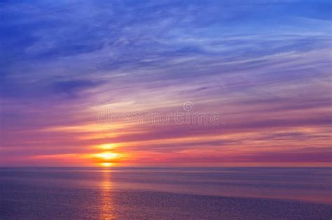 Beautiful Marine Sunset with Pink Cirrus Clouds Stock Image - Image of ...