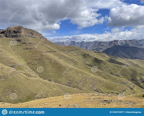 Green Mountains Drakensberg Amphitheatre Tugela Falls Stock Image - Image of falls, highest ...