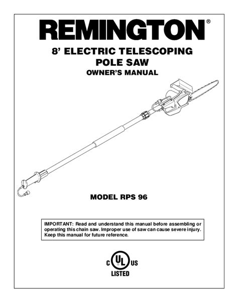 Remington Pole Saw RPS 96 User's Guide | ManualsOnline.com