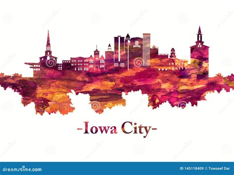 Iowa City skyline in red stock illustration. Illustration of structure ...