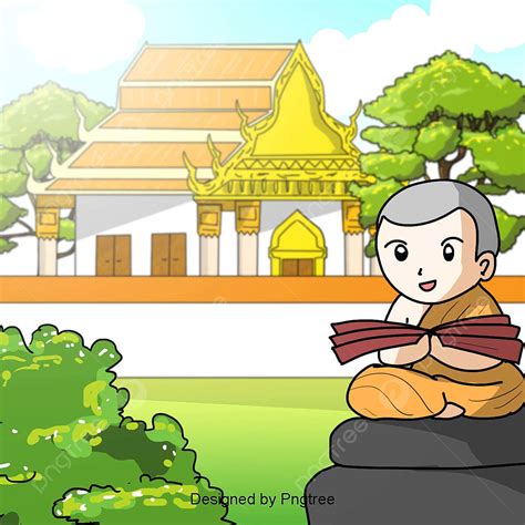 Monk Meditating Vector PNG Images, Thai Monks Meditation Elements, Meditation Clipart, A Monk ...