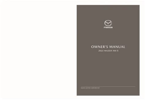 2023 Mazda Mx5 Miata owners manual free pdf