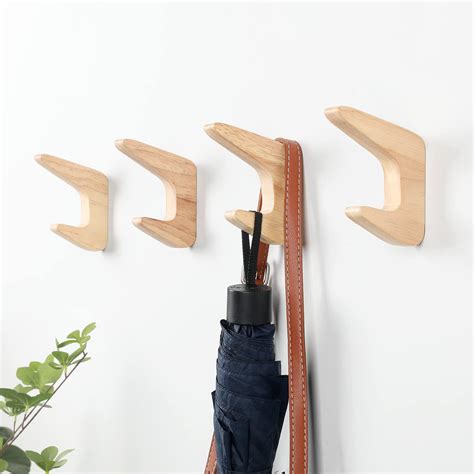 Amazon.com: LIVESO Wood Wall Hooks, 4 Pack Modern Minimalist Wood Hooks ...