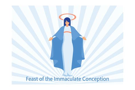 Feast of the Immaculate Conception vector. Blessed Virgin Mary in ...