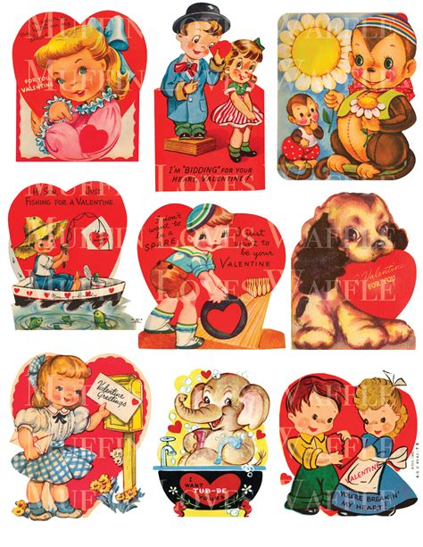 35 Cards, Vintage, Valentine, Whitman, Valentine Card, Collage Sheet ...