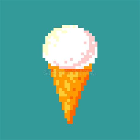 Pixel Art Ice Cream Isolated Vector Illustration Waffle Cone with One ...