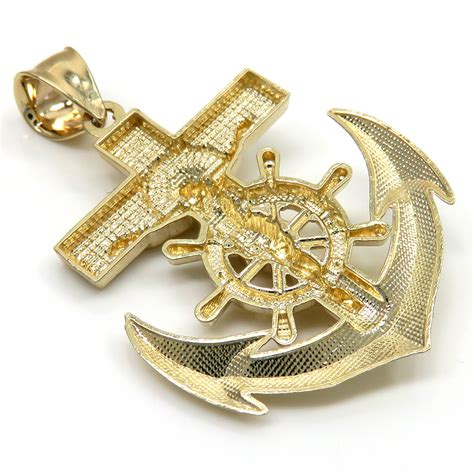 Buy 14k Yellow Gold Medium Anchor Jesus Pendant Online at SO ICY JEWELRY