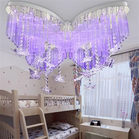 children's lamp Butterfly LED Crystal Ceiling Lights bedroom lamp girl ceiling lamp color ...