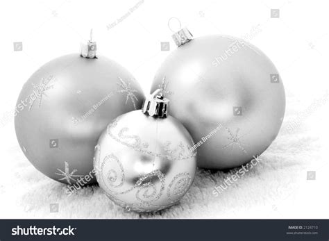 Three Christmas Baubles In Black And White Stock Photo 2124710 ...