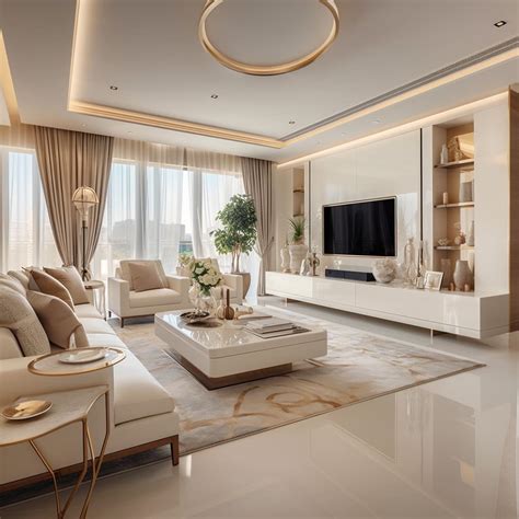 Cream Elegance: Modern Luxury in Living Room Design | FH