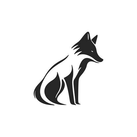 Stylish black and white fox vector logo design. 17589385 Vector Art at ...