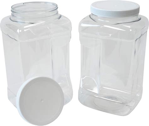 Amazon.com: CSBD 1-Gallon Clear Plastic Jars With Ribbed Liner Screw On ...