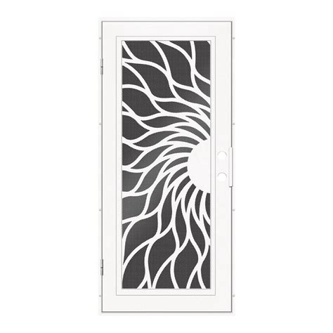 Unique Home Designs 36 in. x 80 in. Sunfire White Left-Hand Surface Mount Aluminum Security Door ...