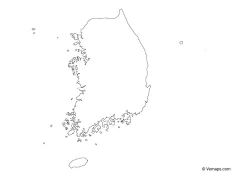 Outline Map of South Korea | Free Vector Maps | Korea map, Map outline, Map